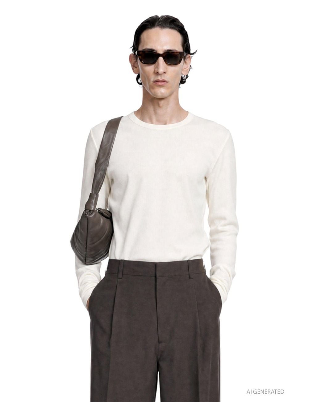 Lemaire White Long Sleeve Ribbed Tee for men