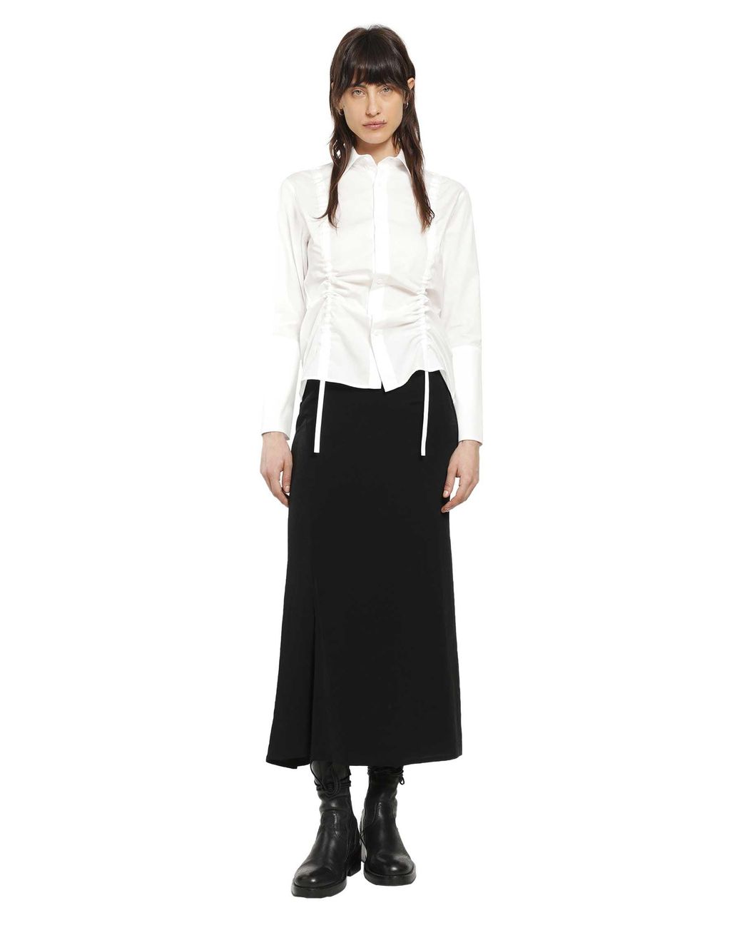 Yohji Yamamoto White Broad Gather Detail Shirt