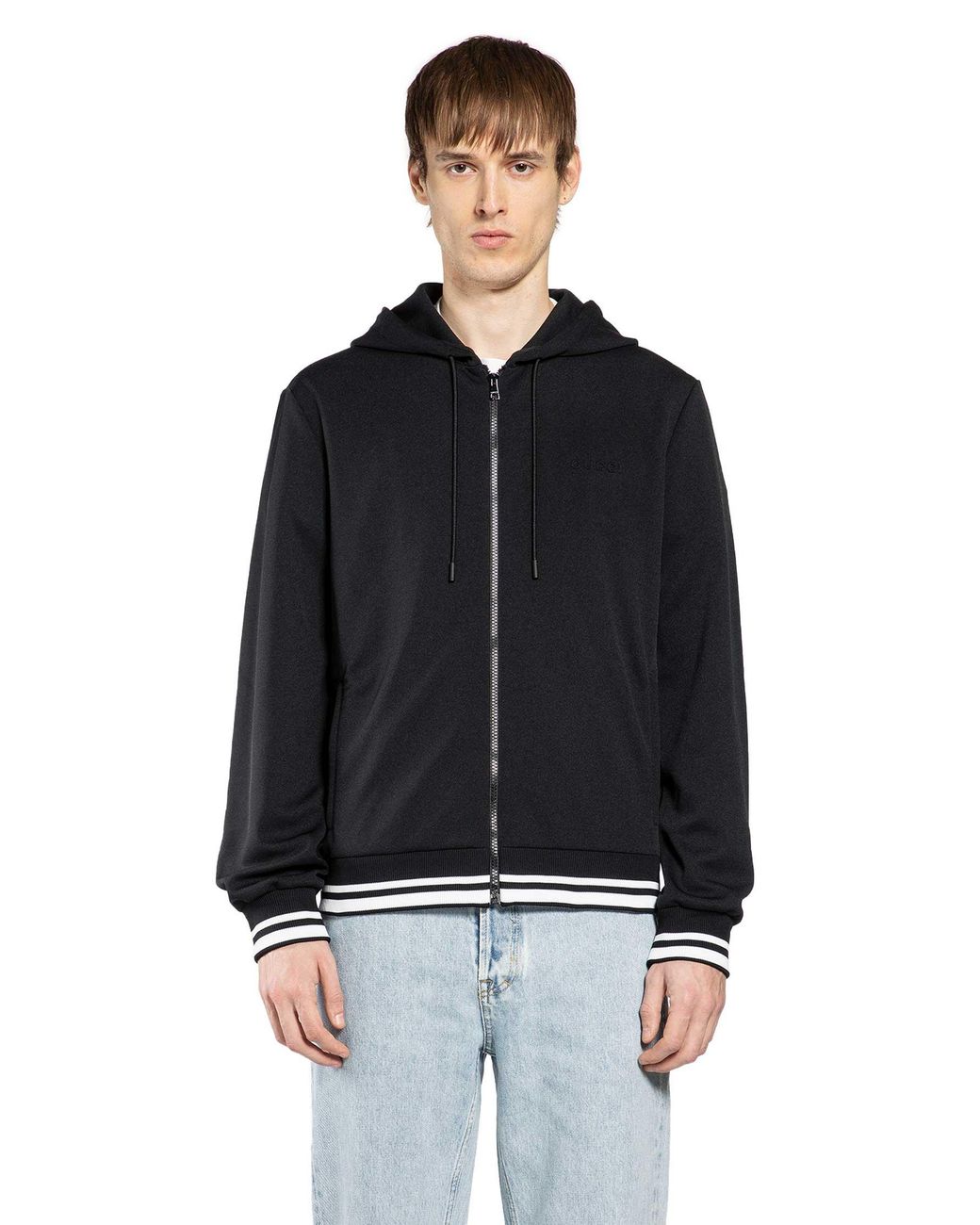 Gucci Black Technical Jersey Zip-Up Hoodie for men