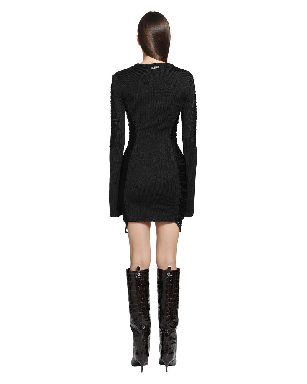 The Attico Black Fringed Viscose Mini Dress