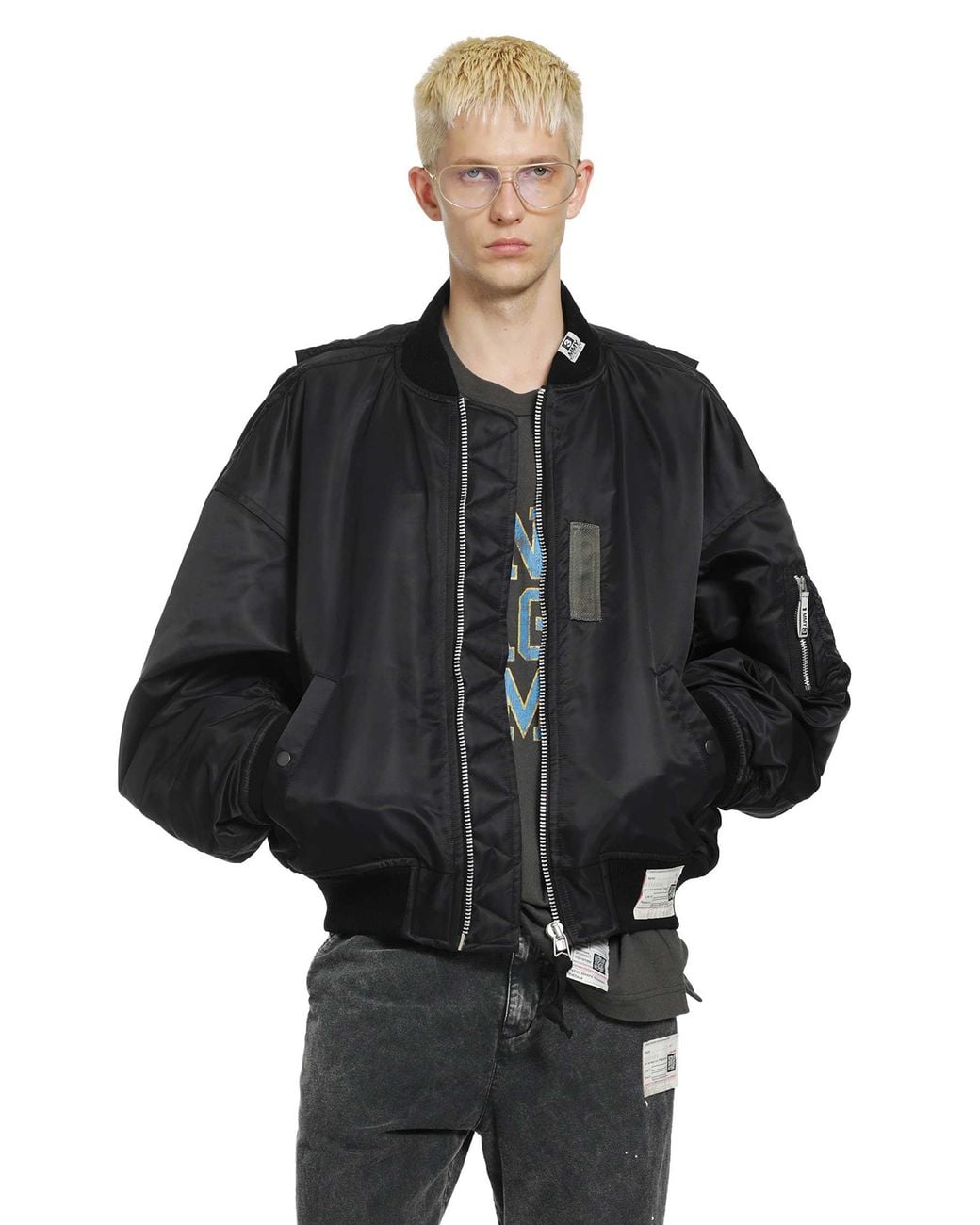 Maison Mihara Yasuhiro Black Vest Combined Bomber Jacket for men