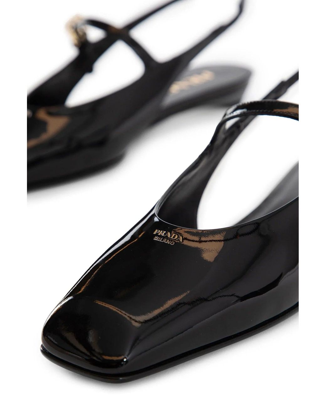 Prada Black Patent Leather Slingback Ballerinas