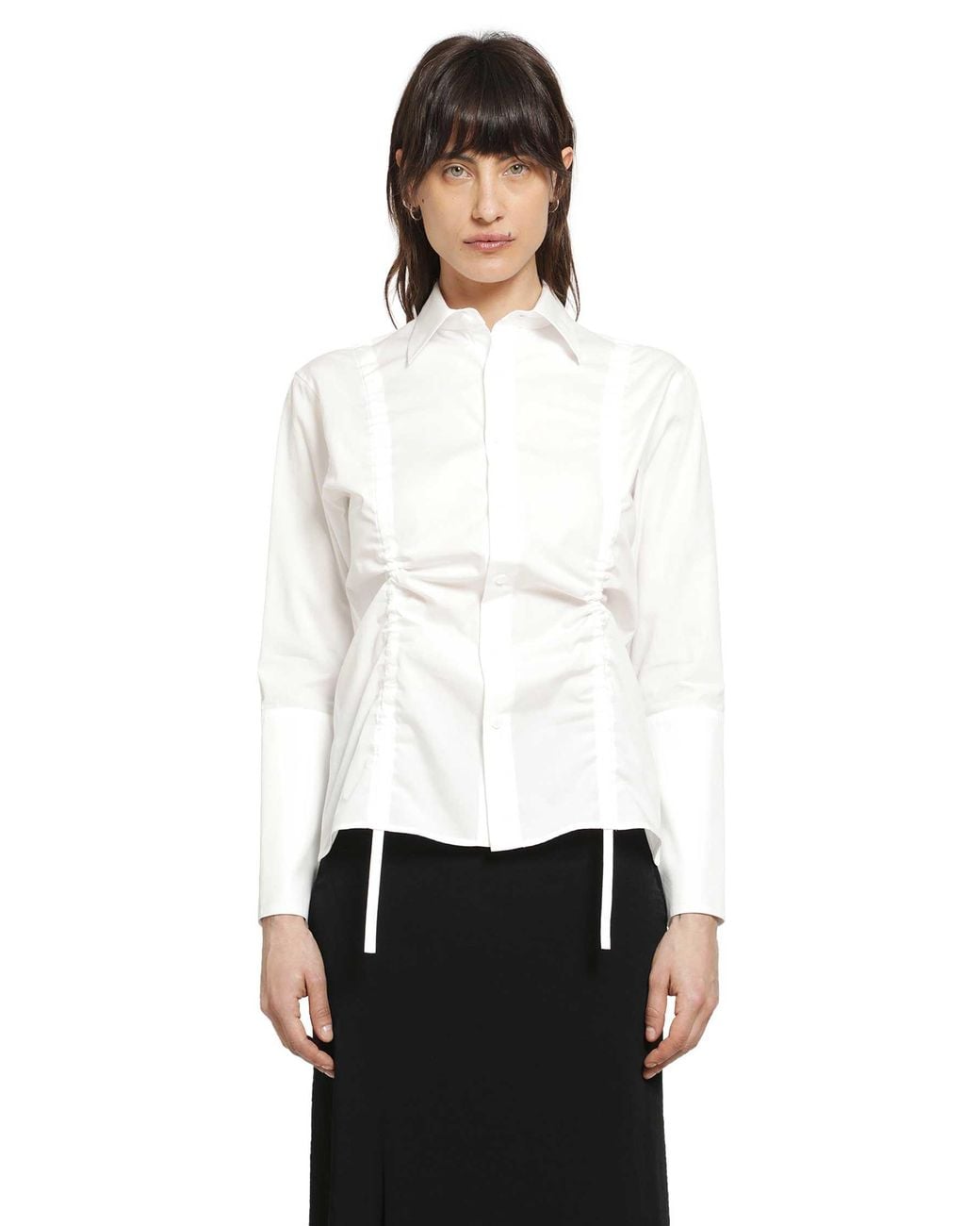 Yohji Yamamoto White Broad Gather Detail Shirt
