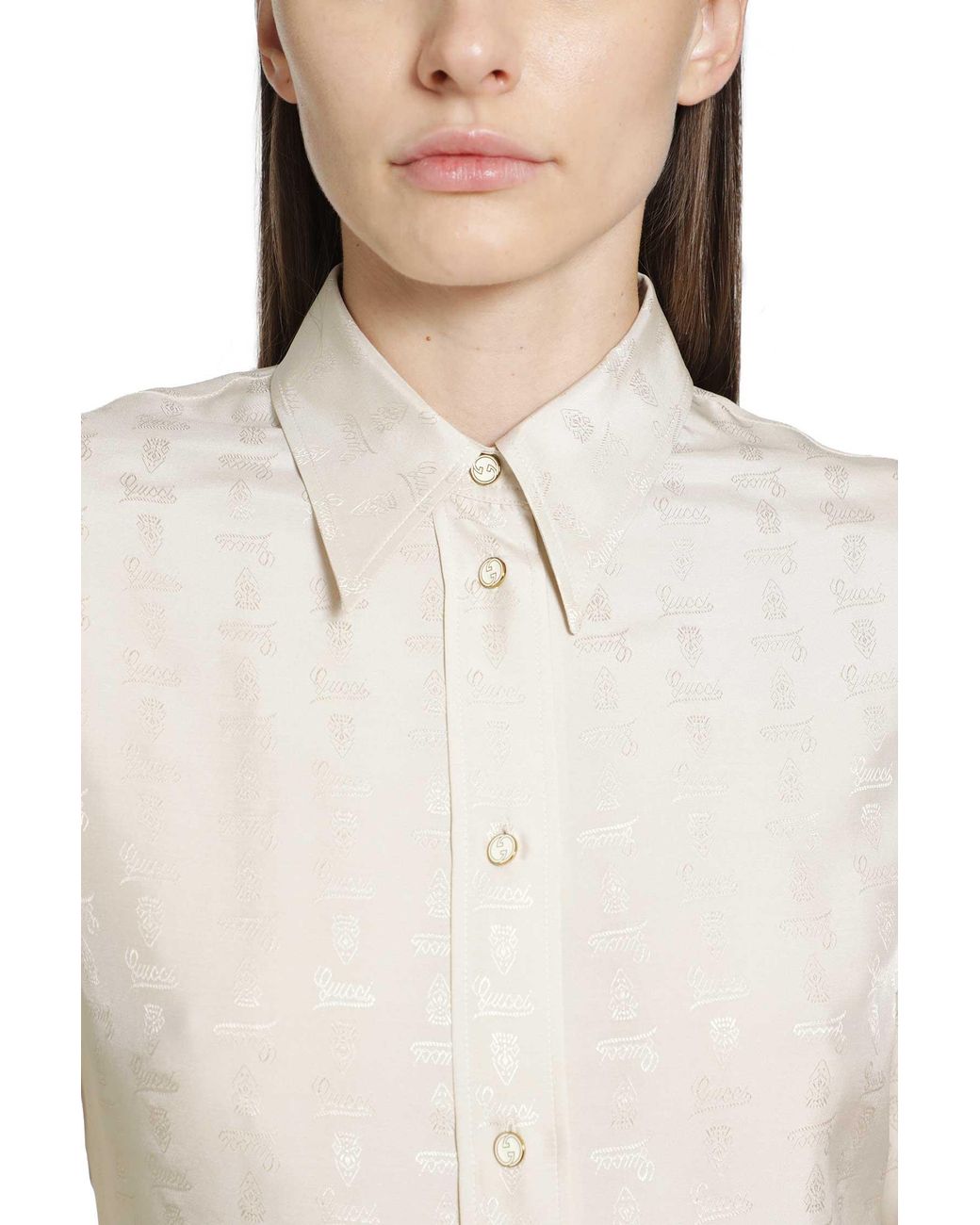 Gucci Natural Habotai Jacquard Shirt