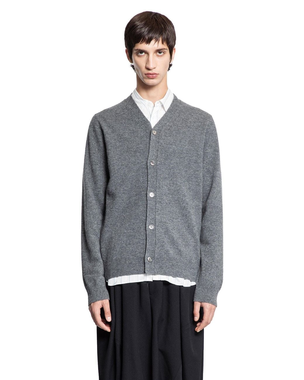 Comme des Garçons Gray Lambswool Cardigan for men
