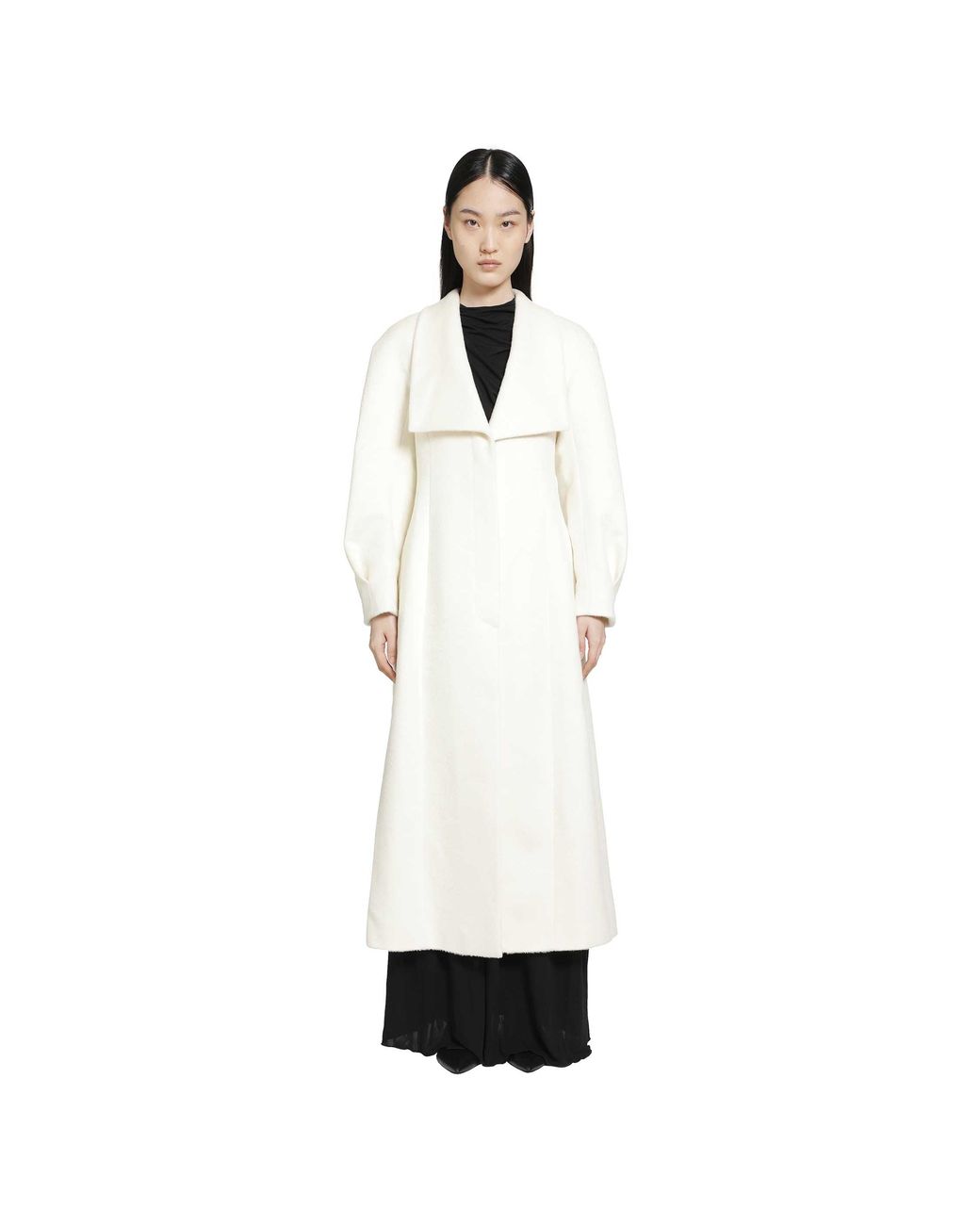 RETORI White Hourglass Brushed Llama Wool Coat