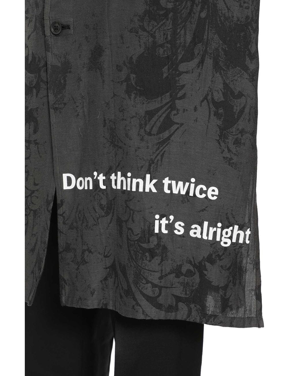 Yohji Yamamoto Black Jacquard Message Print Long Jacket for men