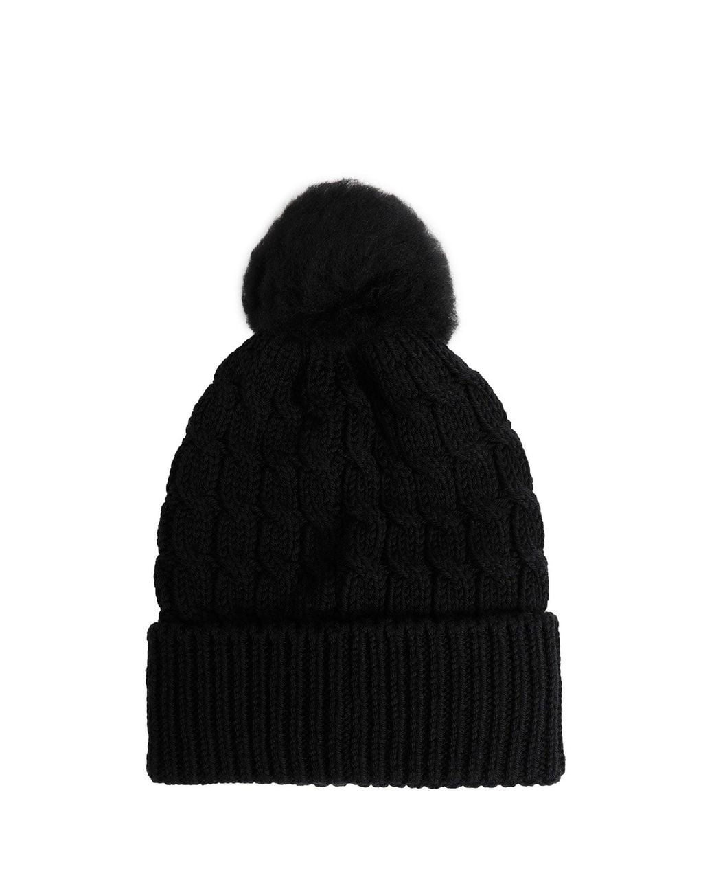 Moncler Black Wool Beanie With Pom Pom