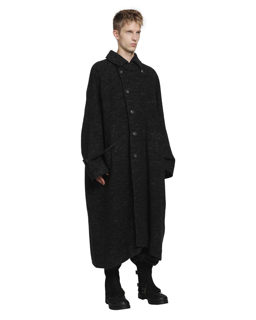 Ziggy Chen Black Spread Collar Coat for men