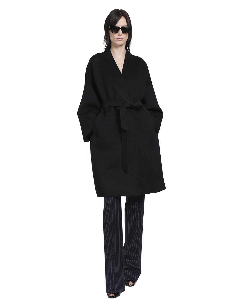 Fendi Black Kimono Double Wool Coat
