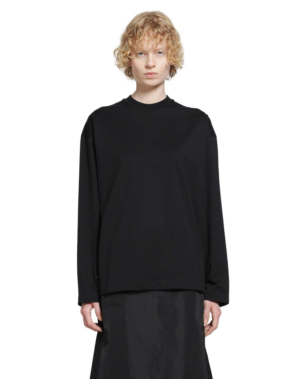 Jil Sander Black Cotton Crewneck Long Sleeve T-Shirt