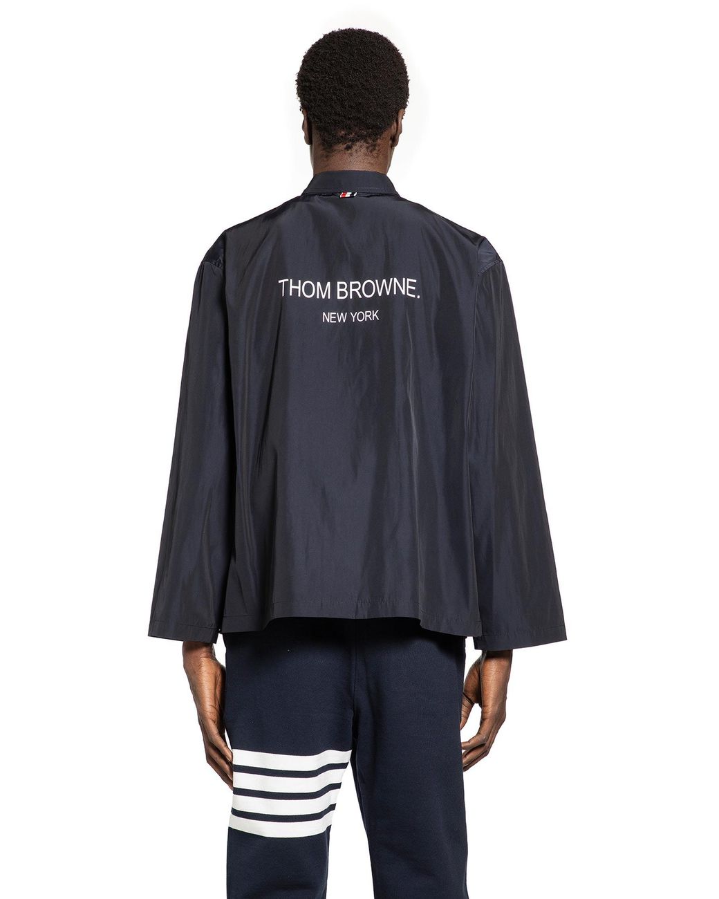 Thom Browne Blue Packable Logo Print Jacket In for men