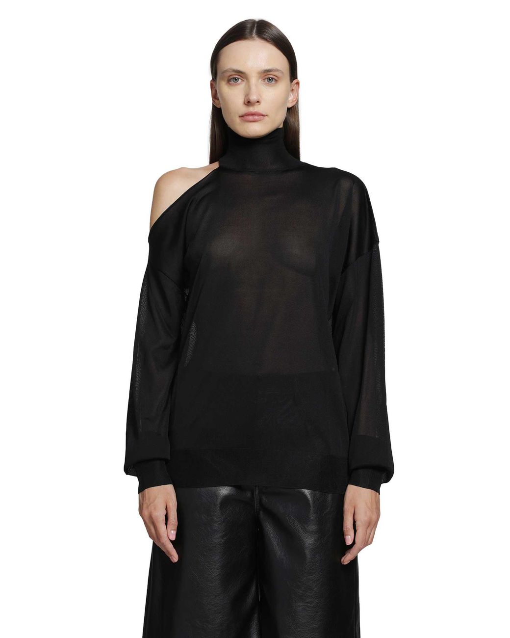 Fendi Black Cut-Out Turtleneck Top