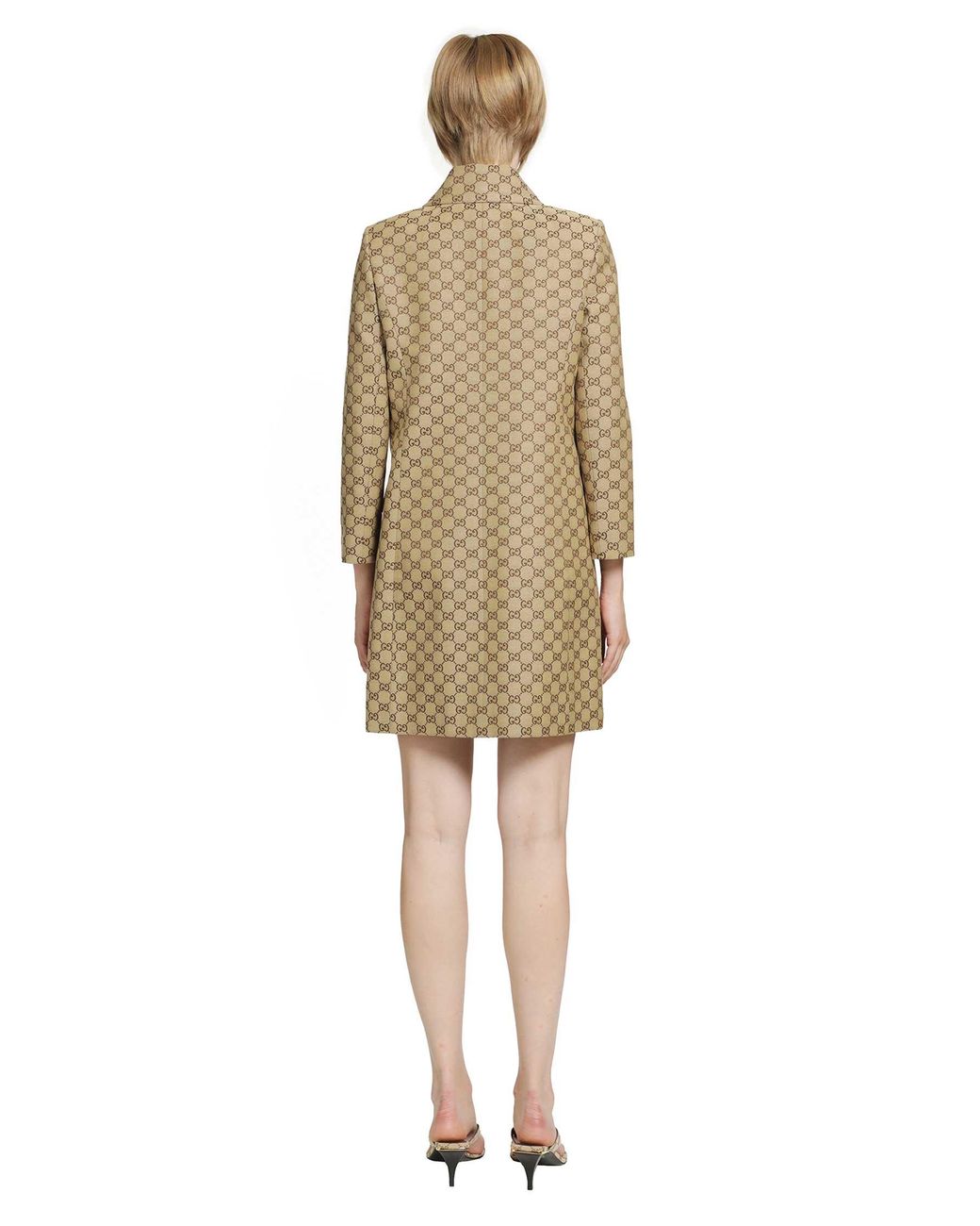 Gucci Natural Gg Cotton Canvas Coat