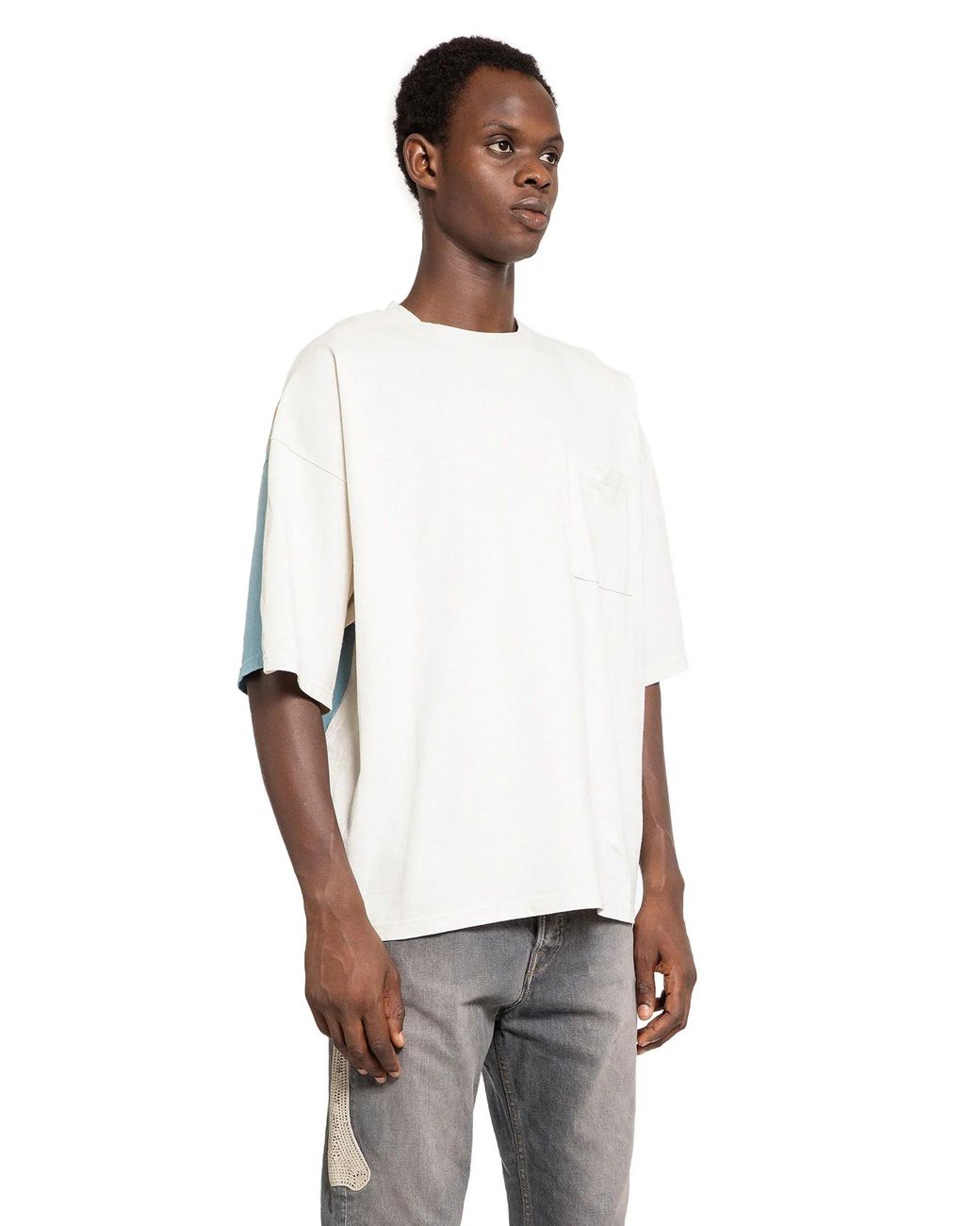Kapital White Jersey 2Tones Big Pocket (Bone) T-Shirt for men