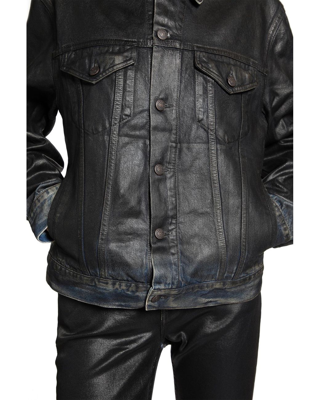 Acne Black Coated Denim Jacket