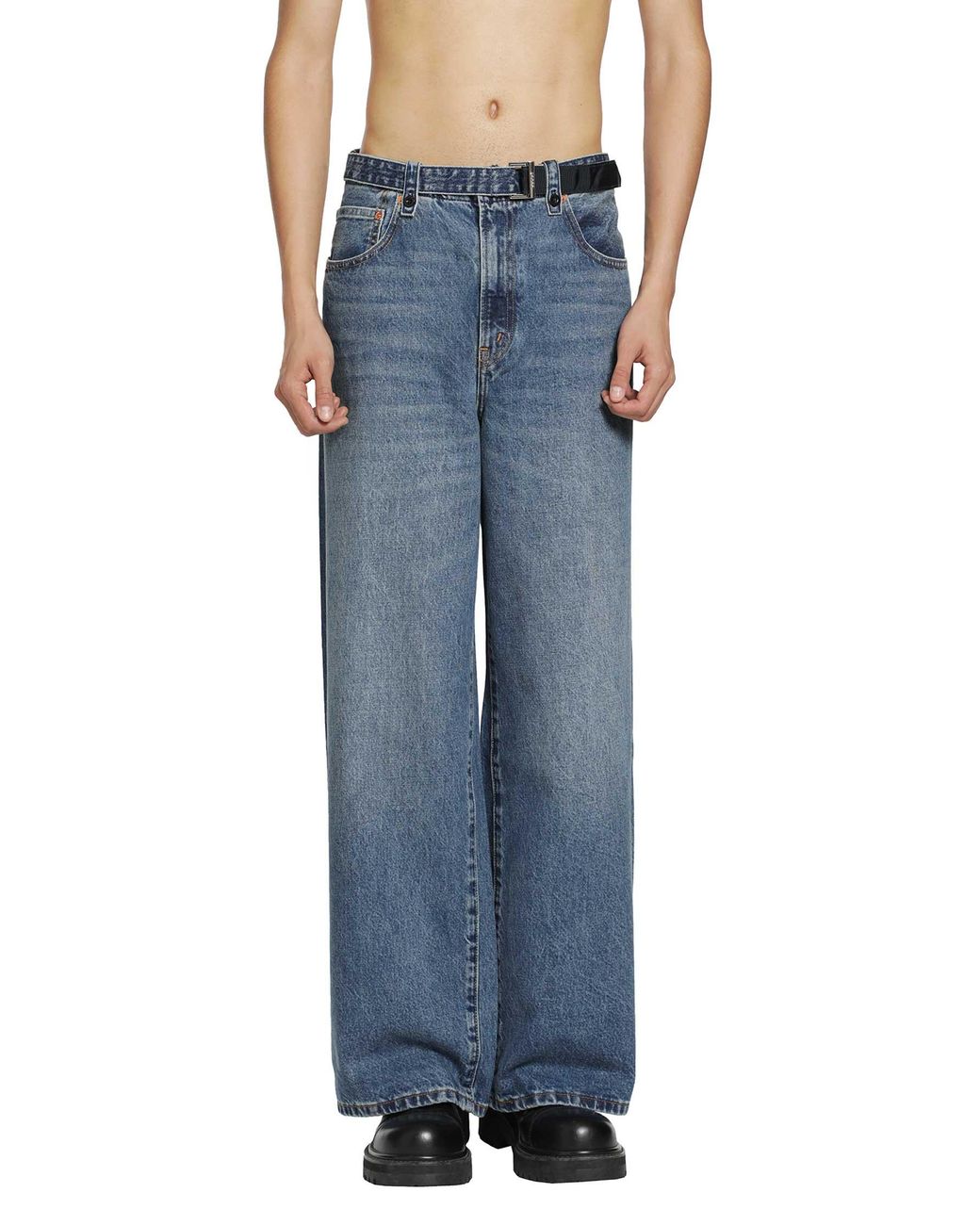 Sacai Blue Levi's X Belted Wide Pants for men