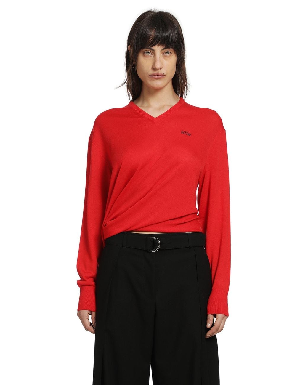 Loewe Red Draped Wool Sweater