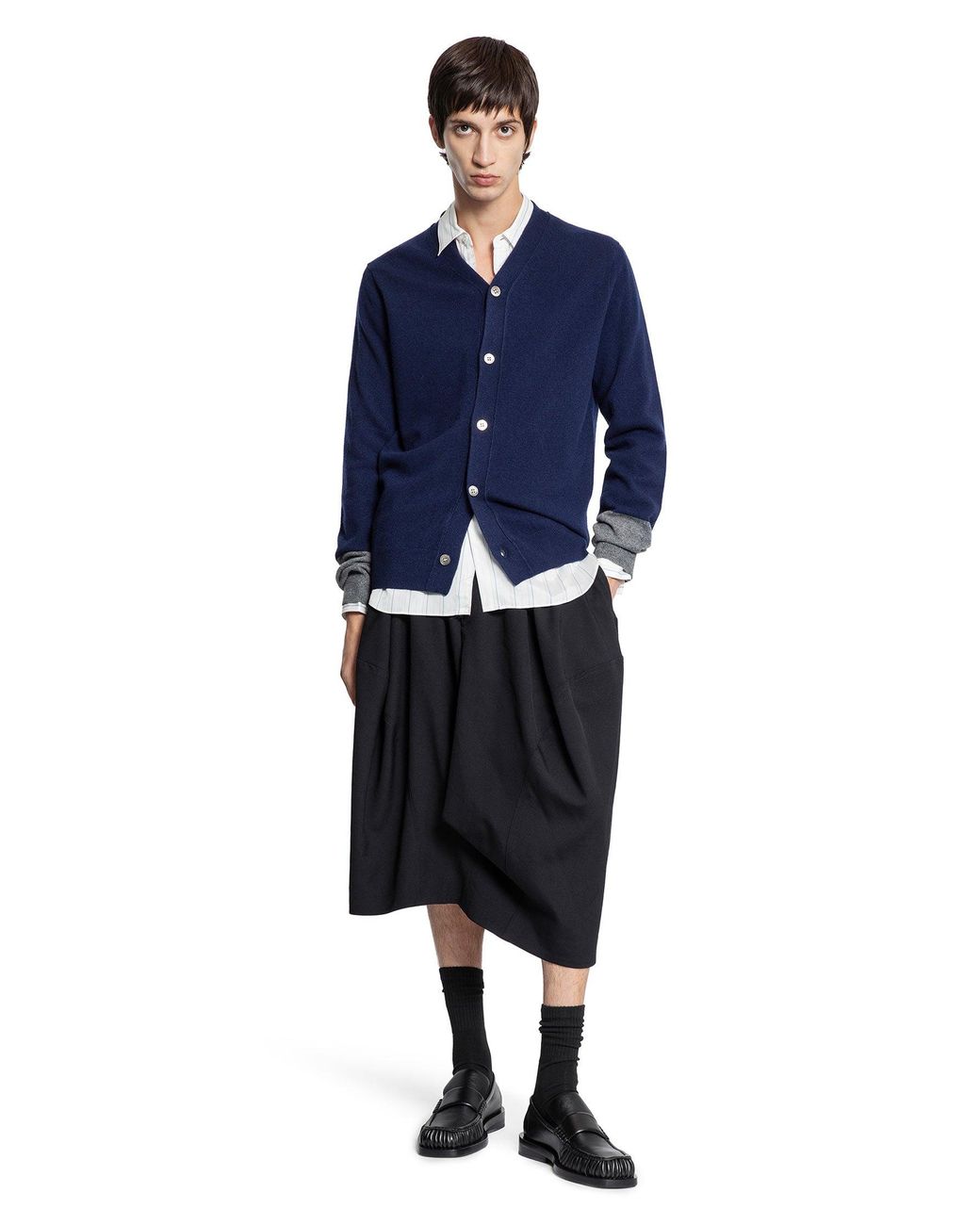 Comme des Garçons Blue Two-Tone Lambswool Cardigan for men