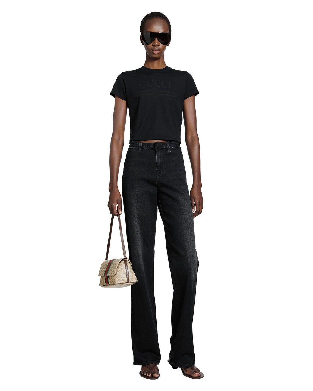 Gucci Black Washed Denim Tailored Jeans