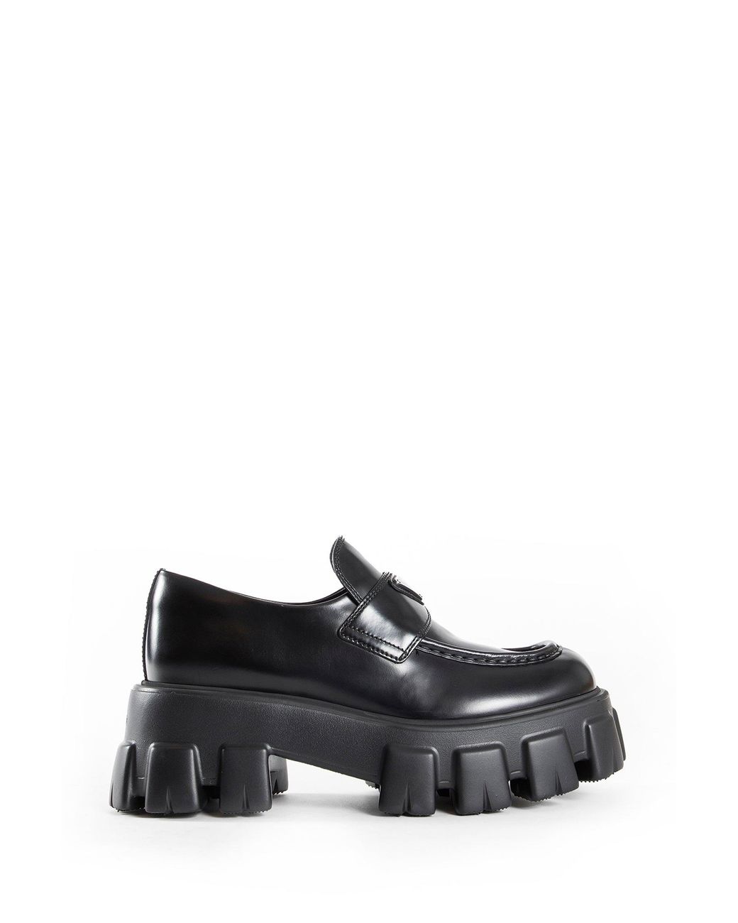 Prada Black Brushed Leather Monolith Loafers