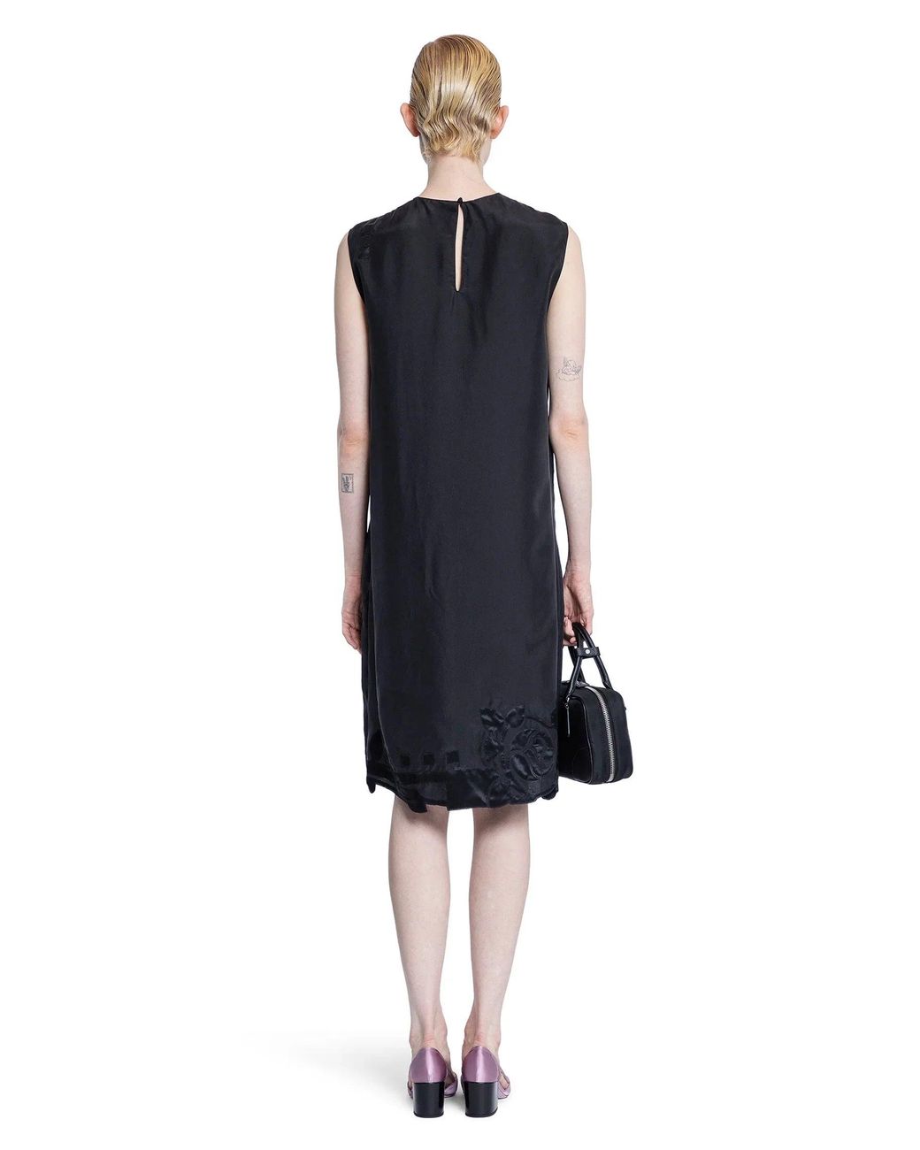 Prada Blue Habotai Embroidery Dress