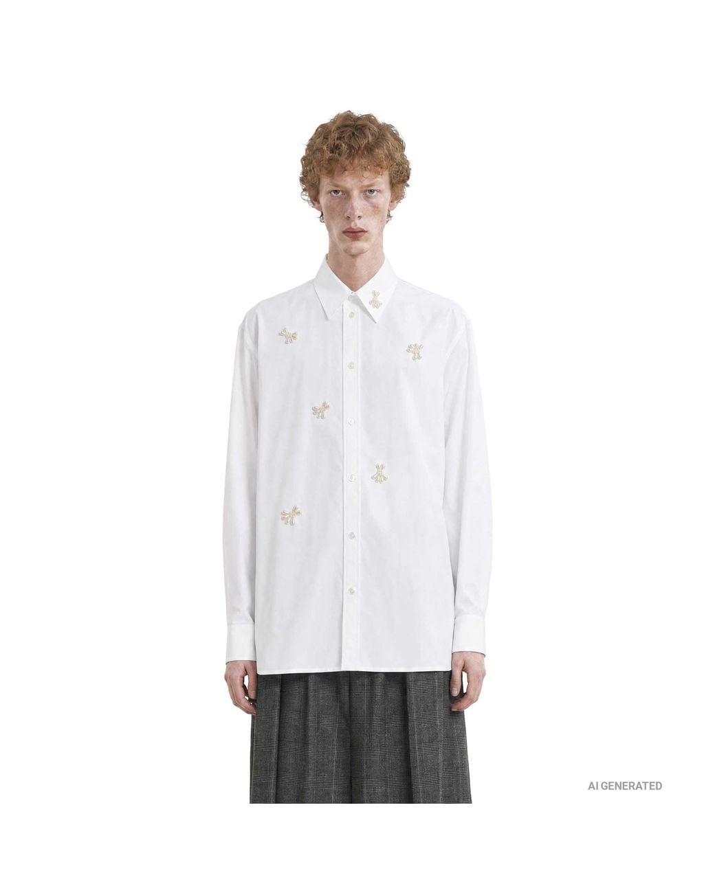Simone Rocha White Turbo Beaded Easy Shirt for men