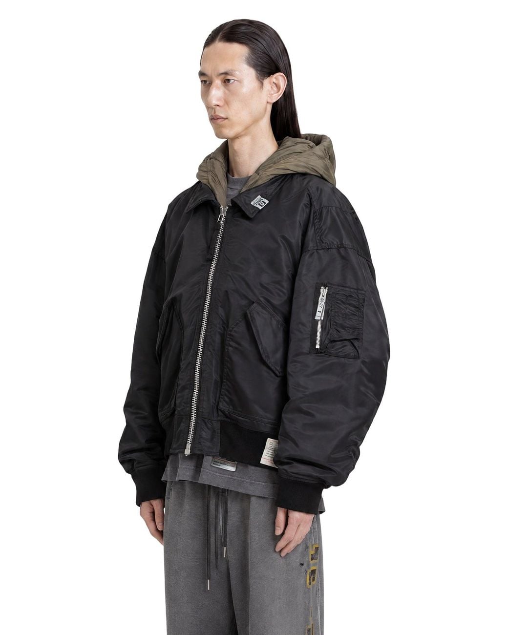 Maison Mihara Yasuhiro Black Hooded Flight Jacket for men