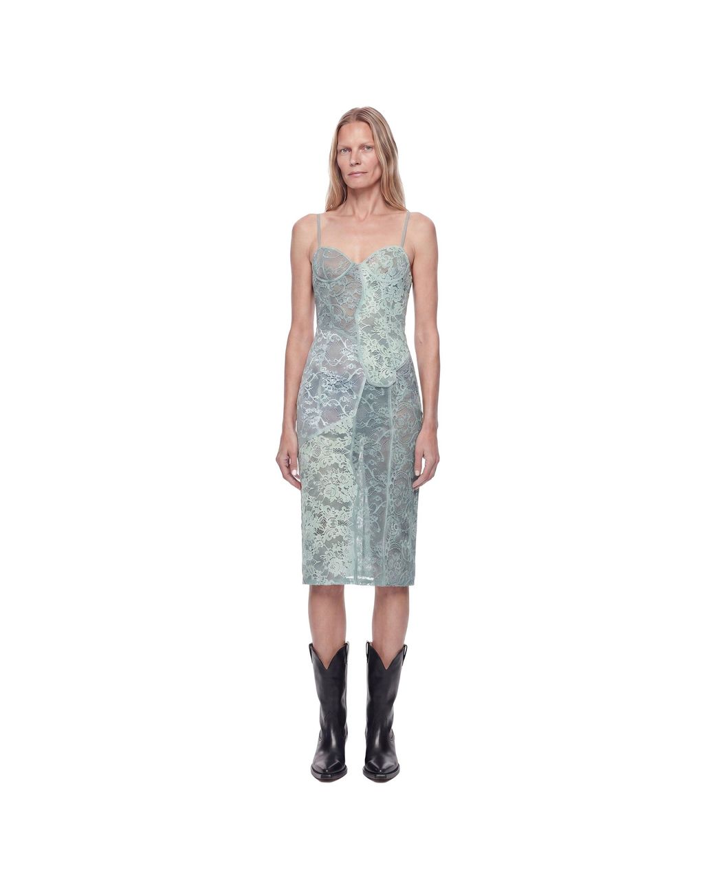 Acne Blue Lace Midi Slip Dress