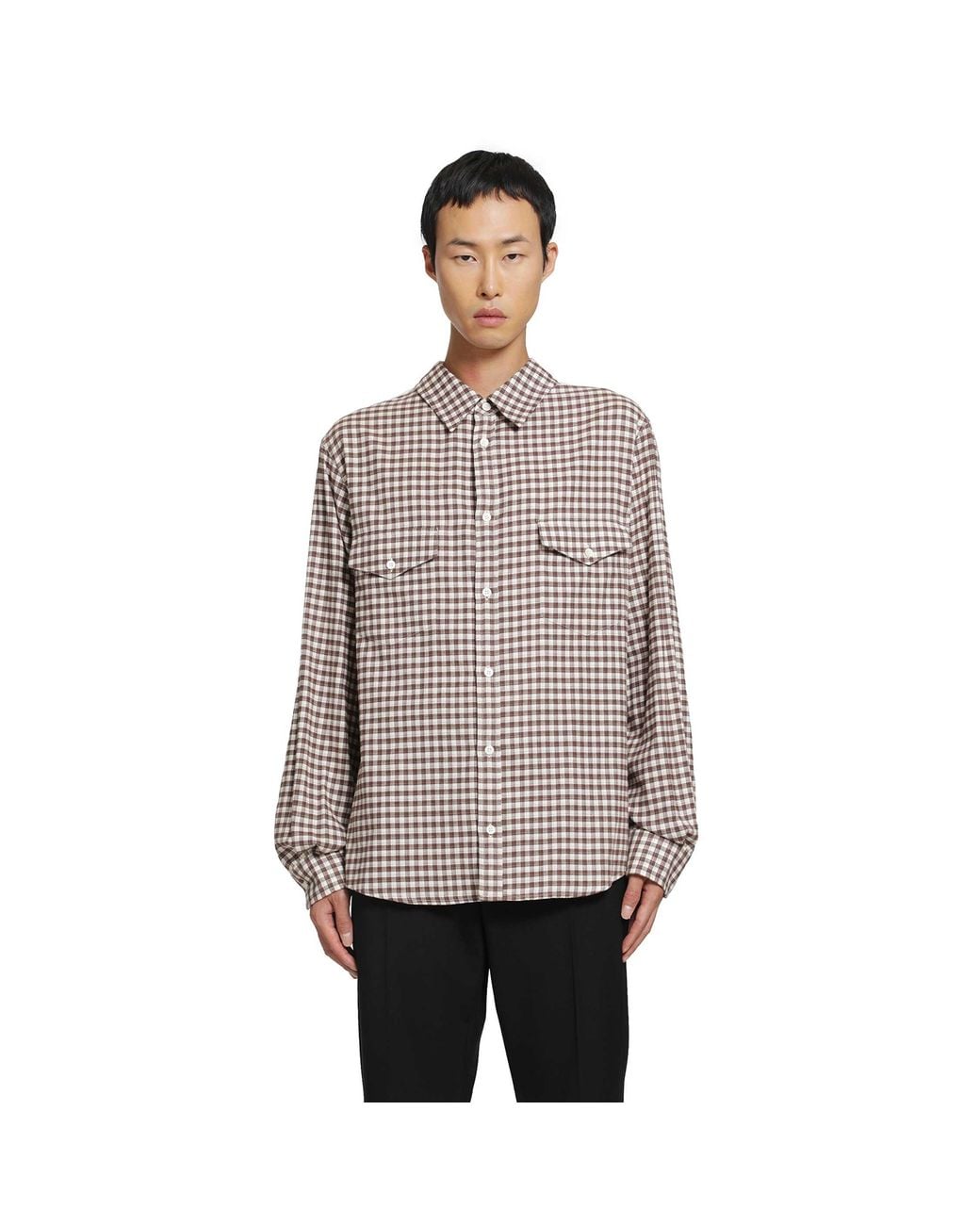 MM6 by Maison Margiela Brown Check Cotton Flannel Shirt for men