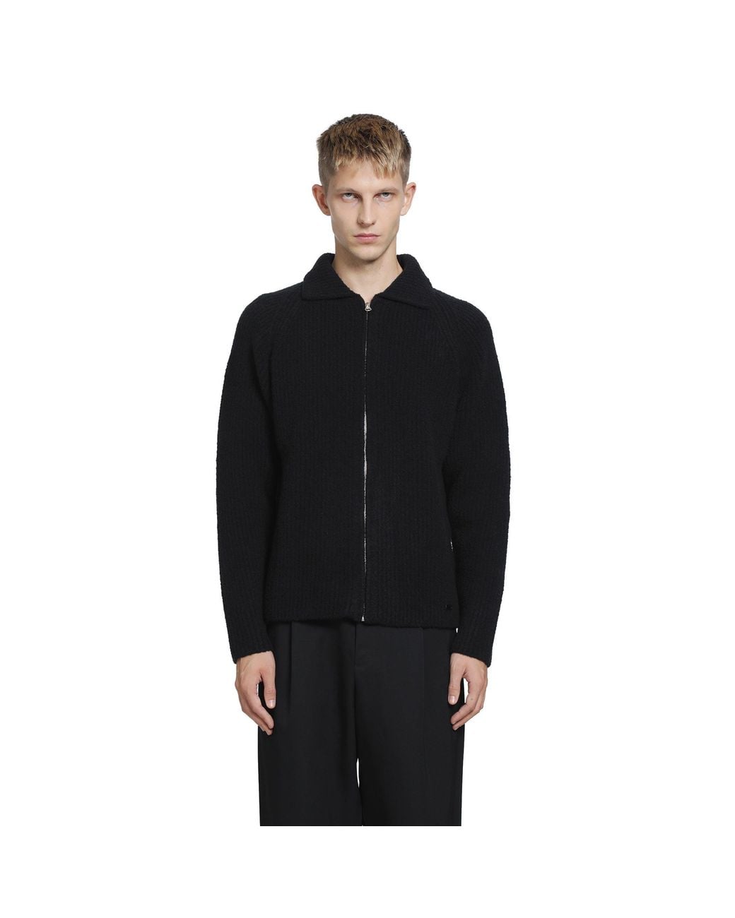 Massimo Osti Studio Black Felted Cardigan for men