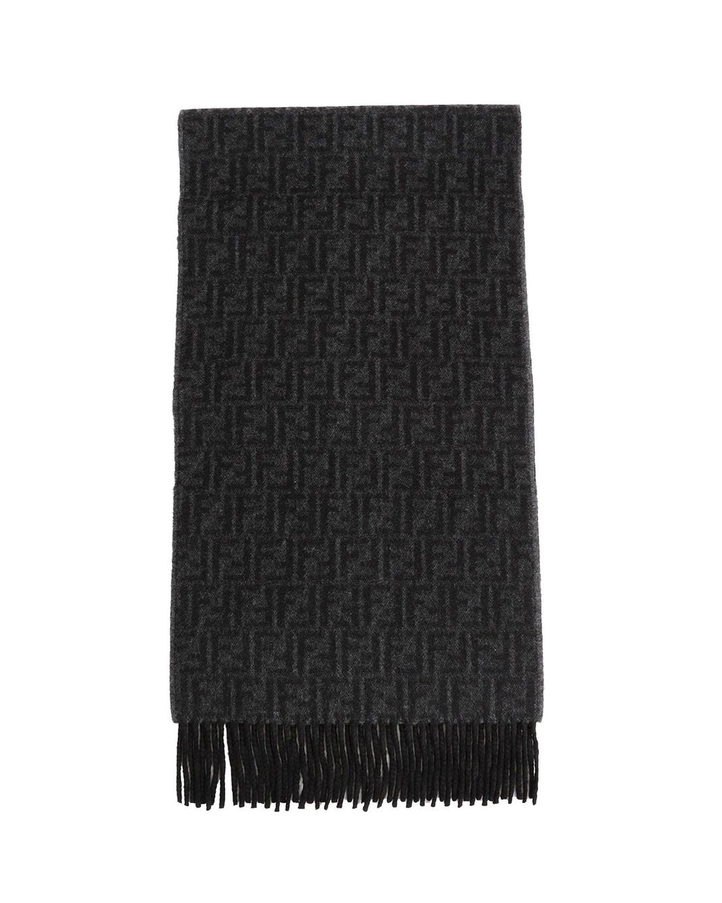 Fendi Black Ff Zucca Jacquard Wool And Cashmere Scarf for men