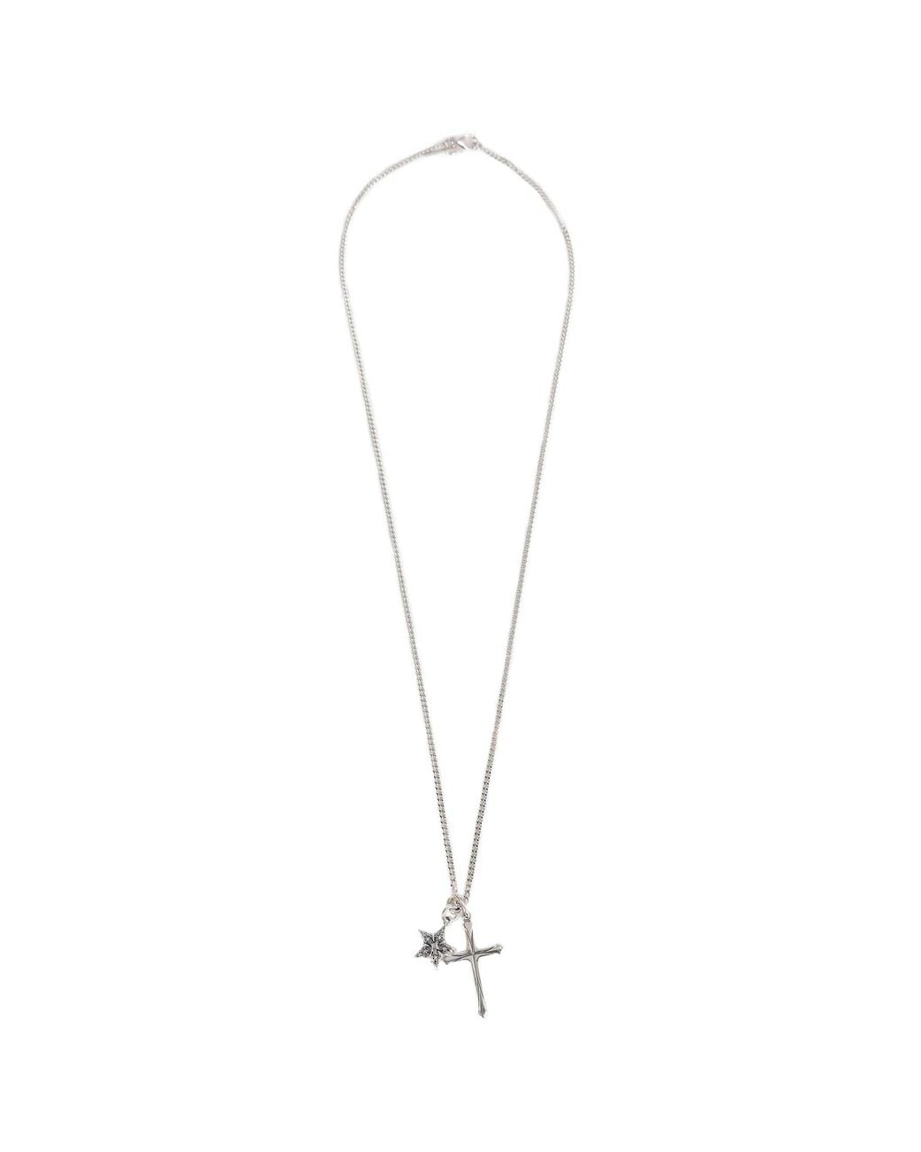 Emanuele Bicocchi Metallic Stella Notre Dame Cross Necklace for men