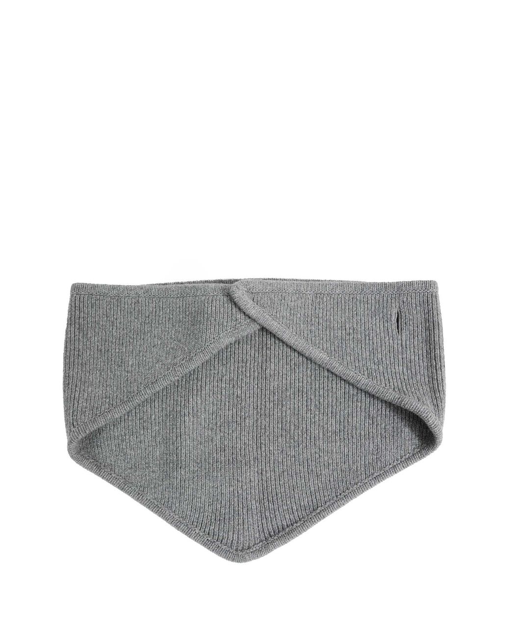 Miu Miu Gray Logo Patch Knitted Scarft
