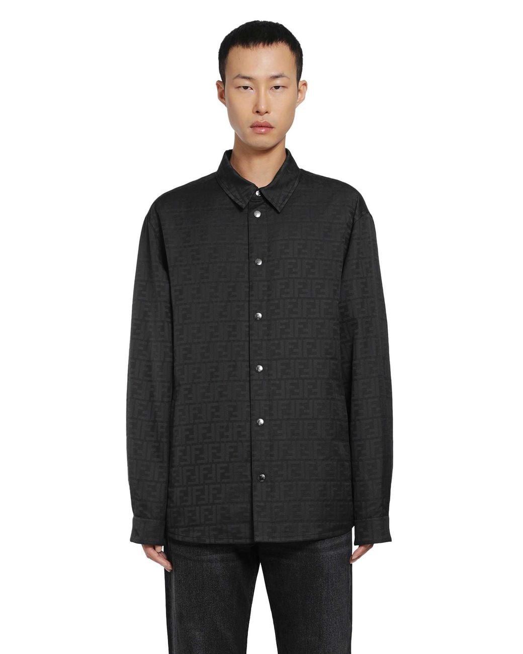 Fendi Black Ff Zucca Jacquard Blouson Jacket for men