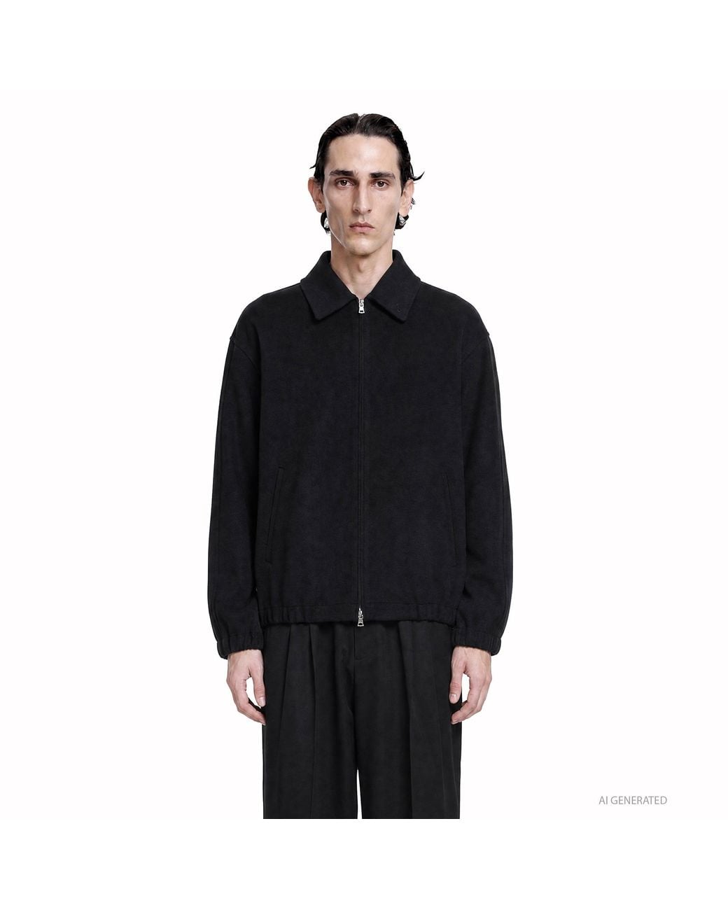 Ssstein Black Double Face Cloth Zip Jacket for men