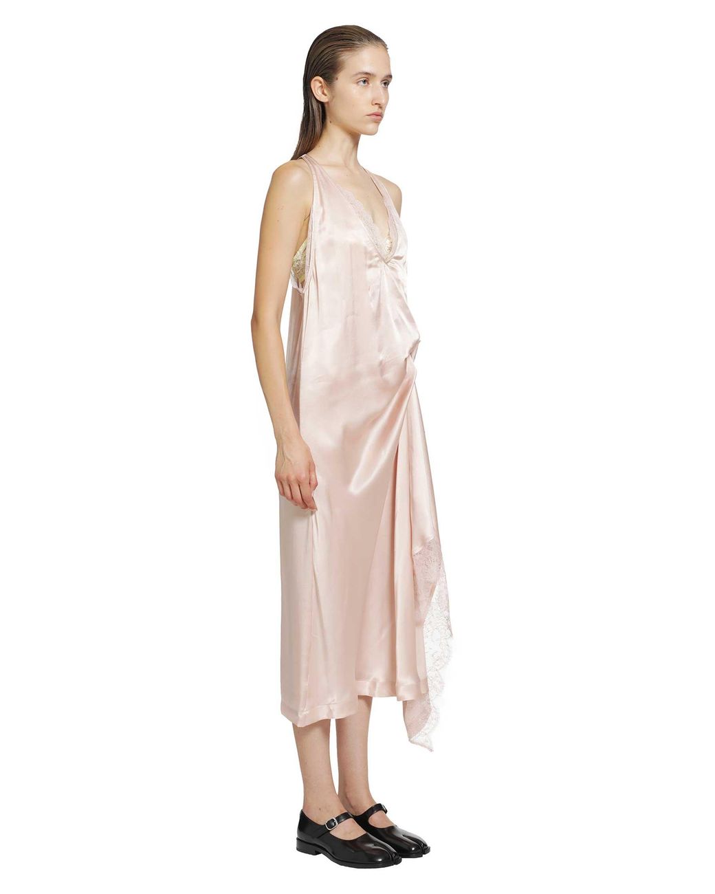 Maison Margiela Pink Silk Slip Midi Dress