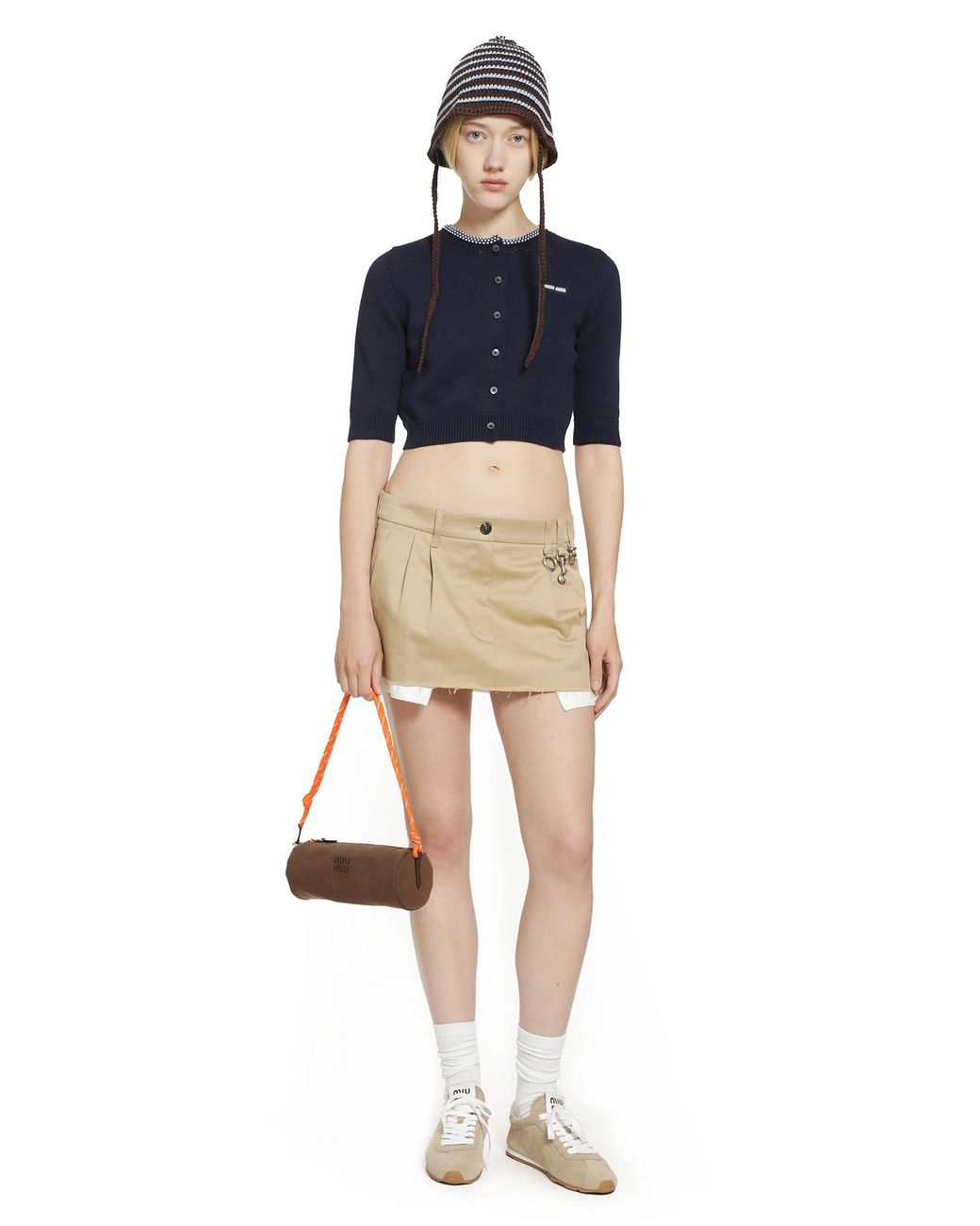 Miu Miu Blue Cotton Cropped Cardigan