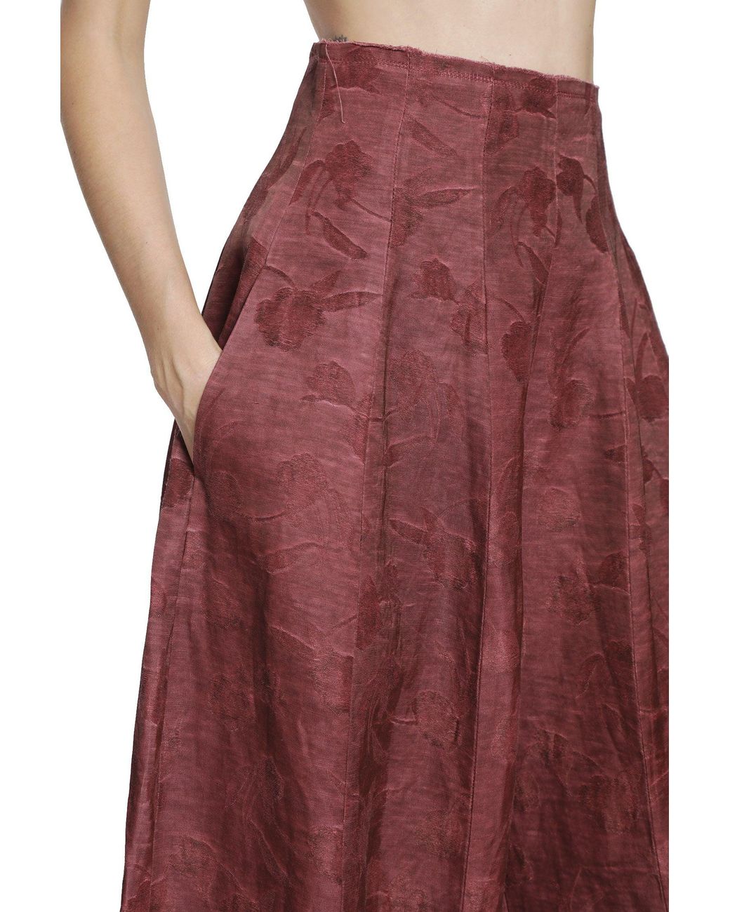 YA YI Red Floral Jacquard Corset Pants