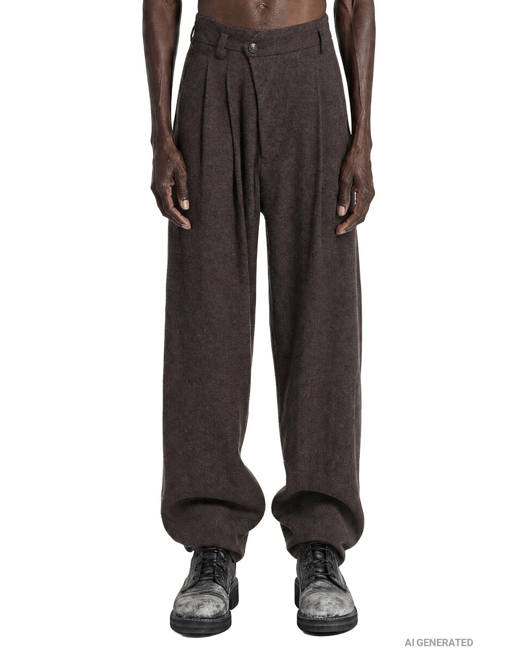 Ziggy Chen Black Drop Crotch Front Pleat Trousers for men