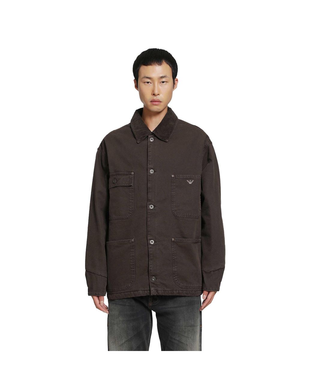 Emporio Armani Black Cotton Canvas Field Jacket for men
