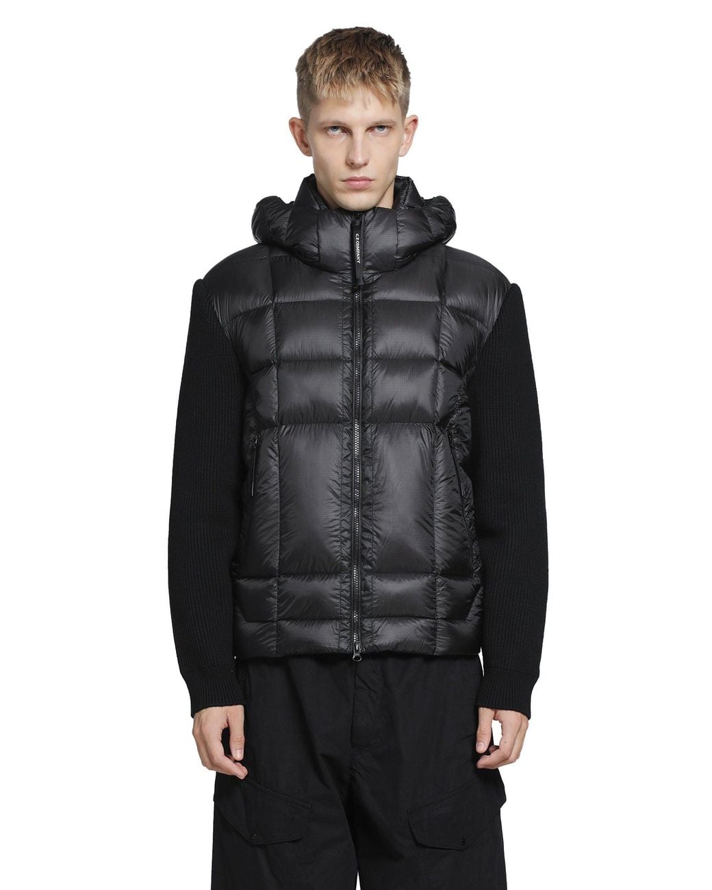 C P Company Black Merino Wool Mixed Goggle Sweater for men
