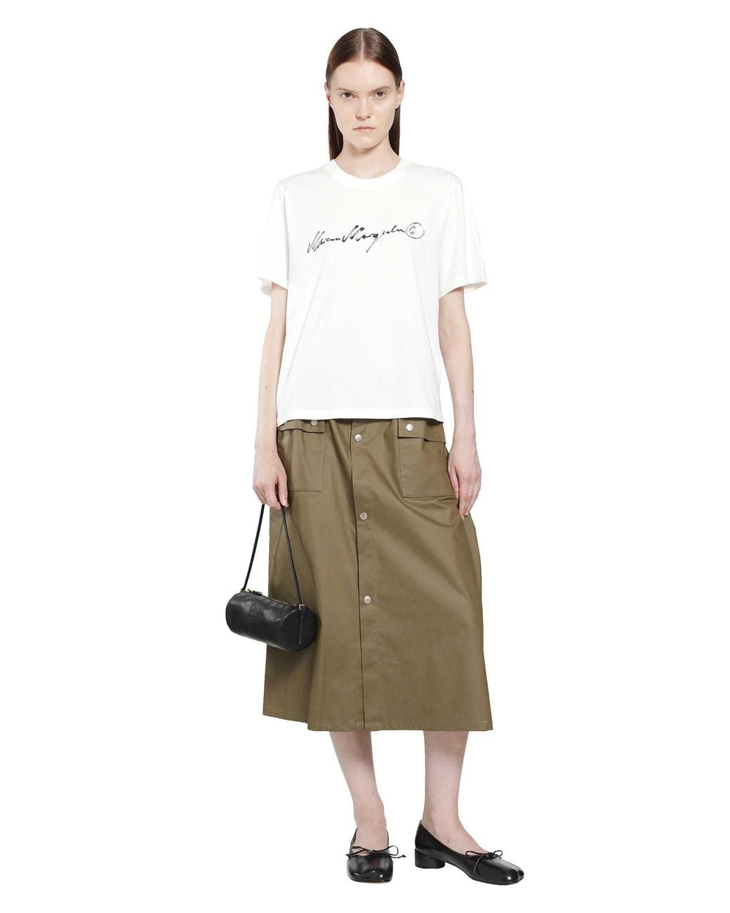 MM6 by Maison Margiela White Overdyed Handwritten Logo T-Shirt
