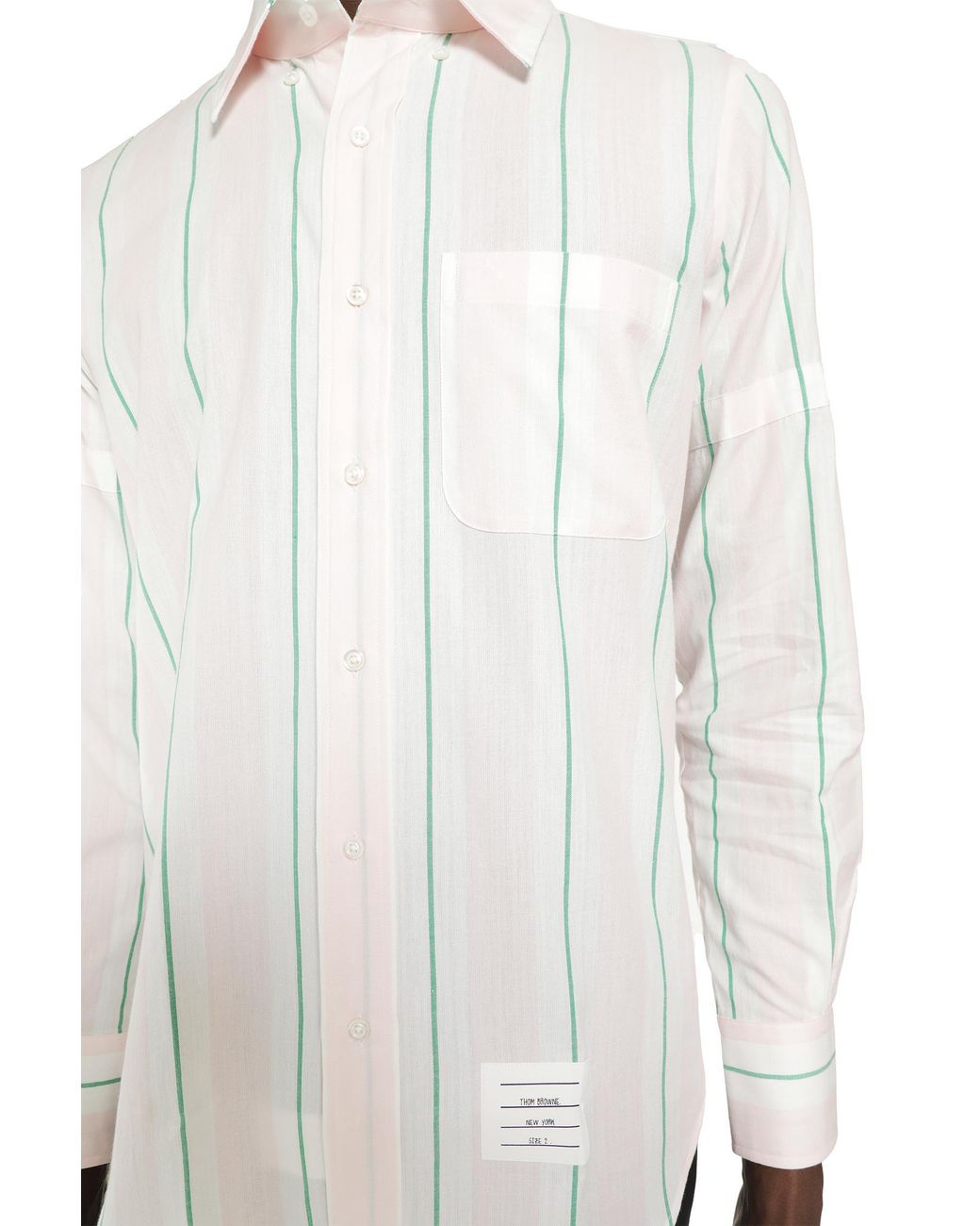 Thom Browne White Stroped Cotton Shirt for men