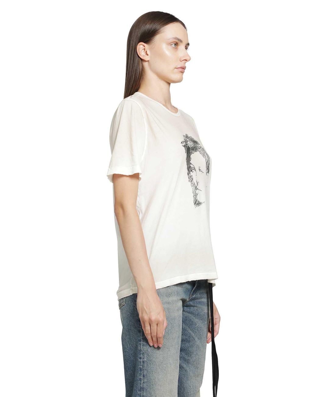 Ann Demeulemeester White Fanie 'Portrait' Standard Fit T-Shirt