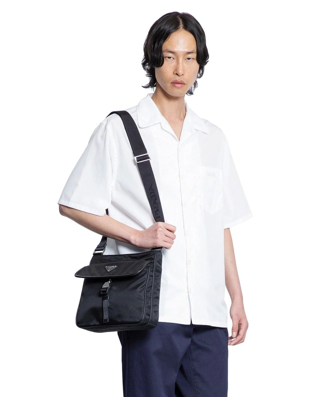 Prada White Cotton Bowling Shirt for men