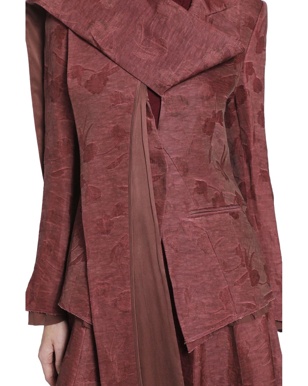 YA YI Red Linen Jacquard Tie Suit