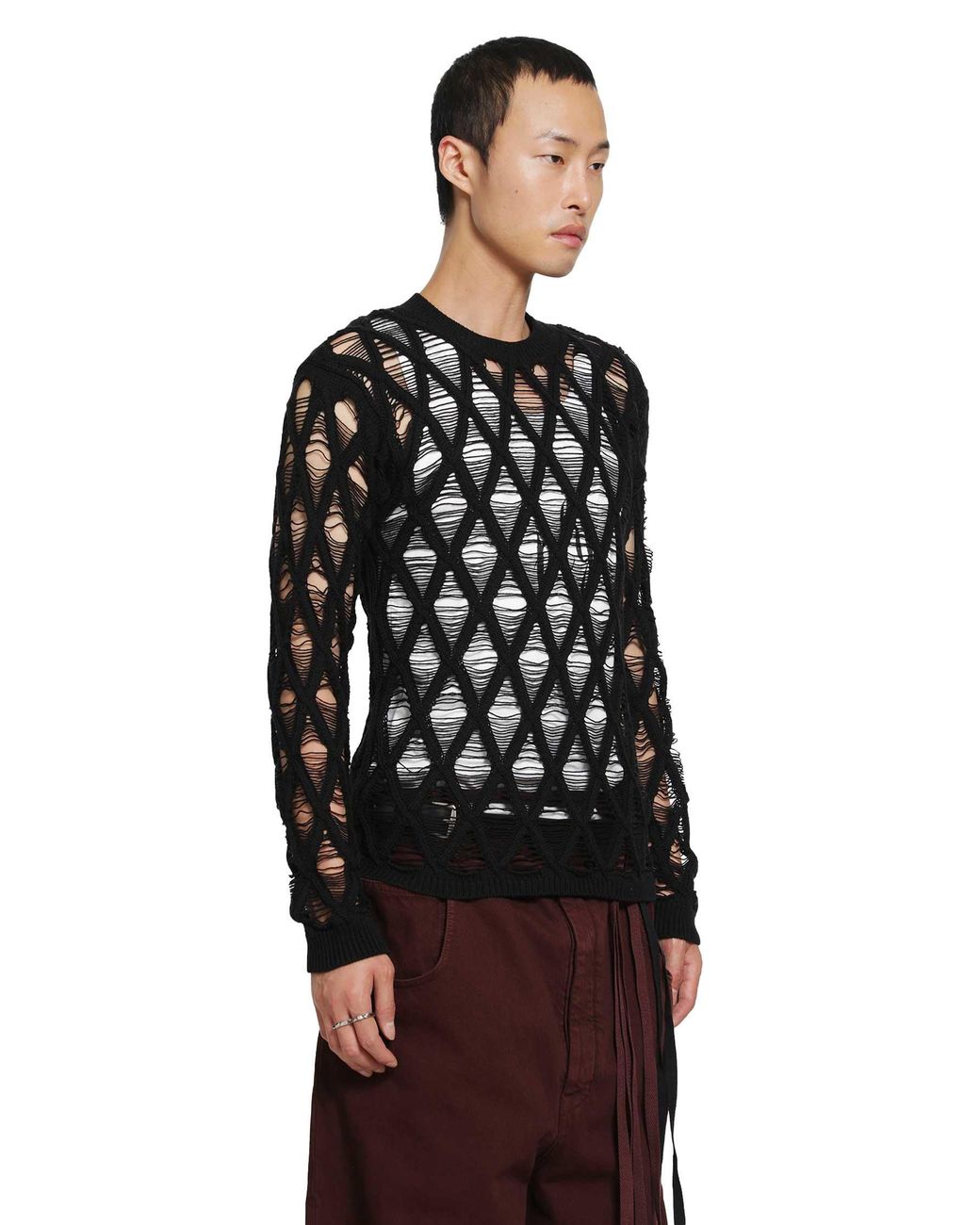 Ann Demeulemeester Black Carlos Diamond Stitch Sweater for men
