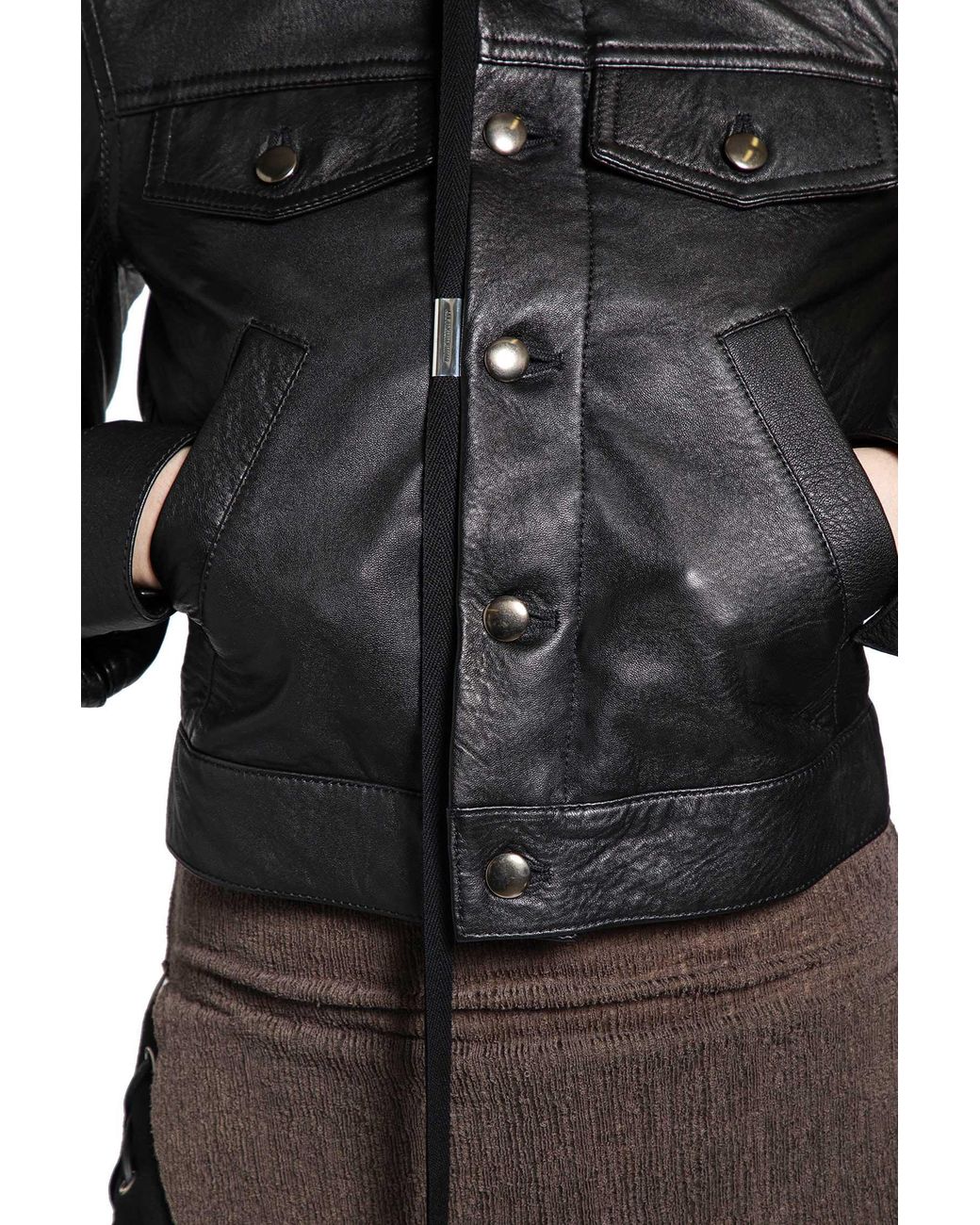 Ann Demeulemeester Black Ilmi Satin Structured Leather Jacket