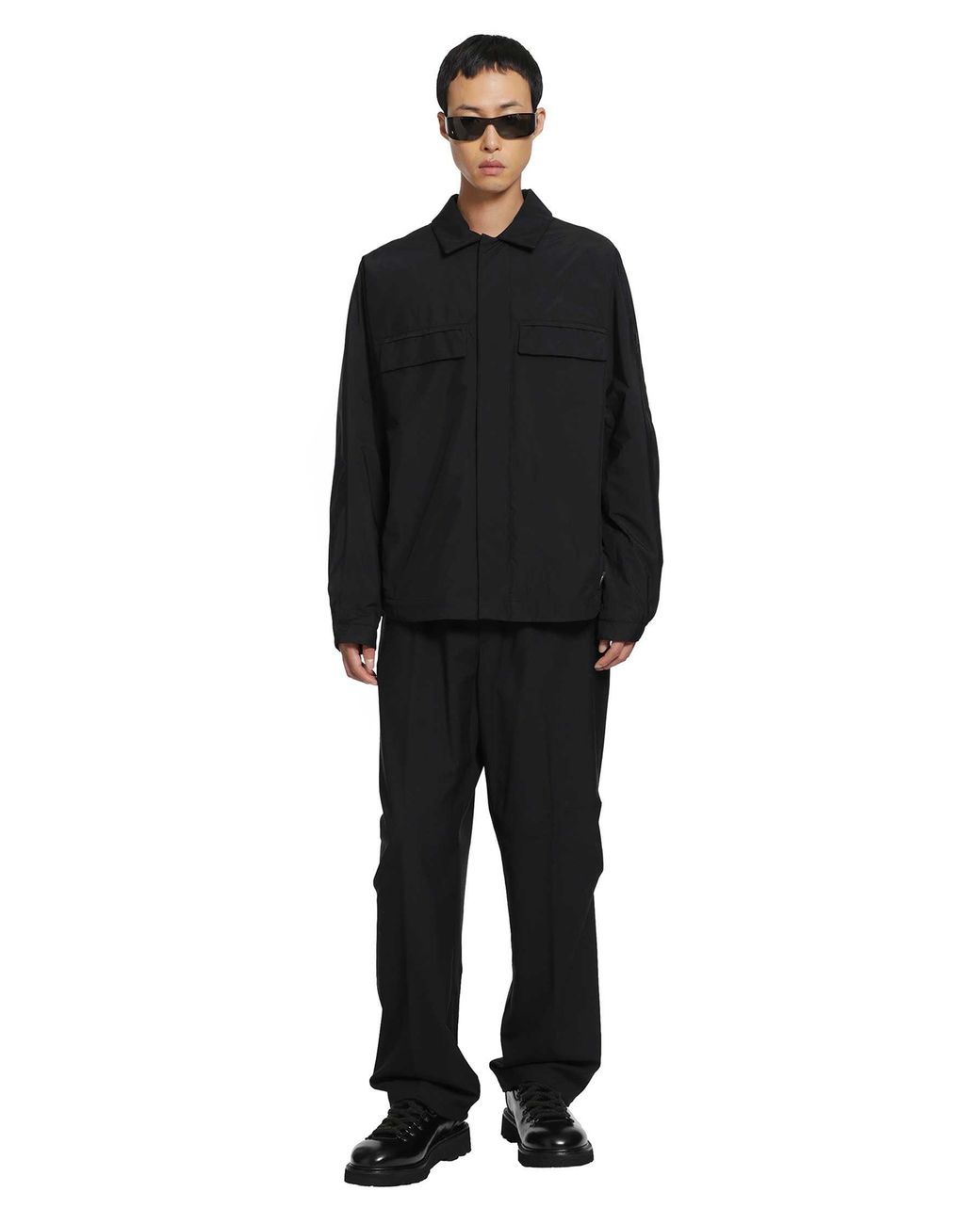 Laminar Black Coated Nylon Overshirt for men